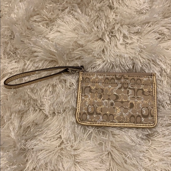 Coach card holder in gold and silver